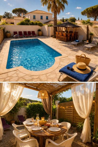 Maison Julia bord de mer - 2 Chambres - Plage de la Nartelle - Sainte Maxime - Piscine partagée - Parking - BBQ - Draps inclus, 예약 휴가용 주택 La Nartelle Mimosa Road
