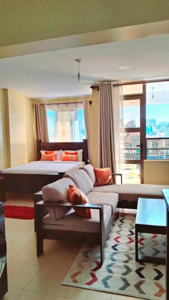 Executive studio with balcony overlooking Nairobi City's Skyline, 예약 아파트 Nairobi 호텔...